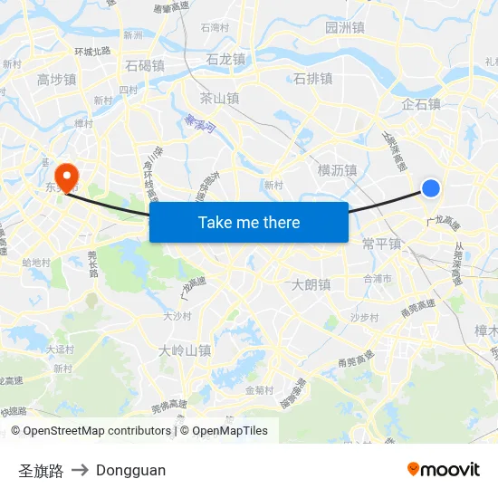 Shengqi Road to Dongguan map