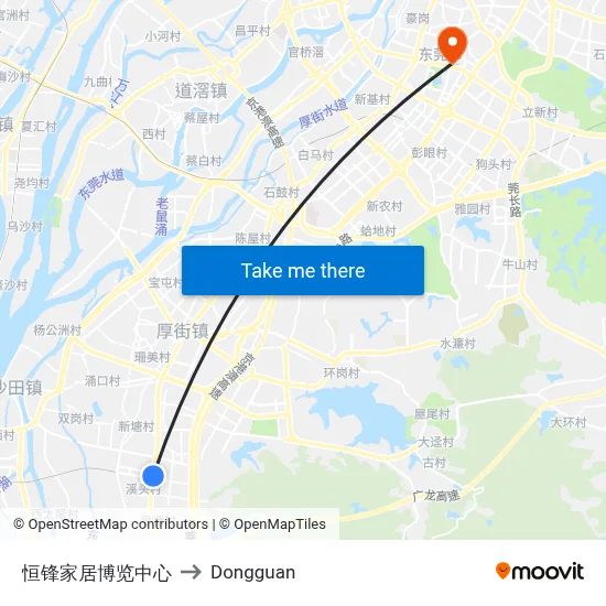 Hengfeng Home Expo Center to Dongguan map