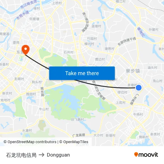 Shilongkeng Telecom Office to Dongguan map