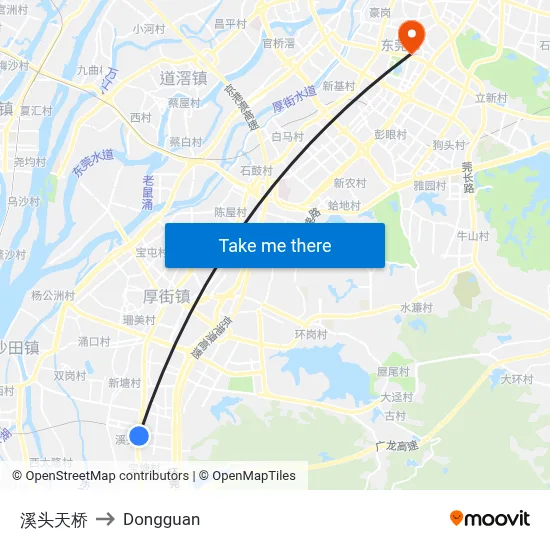 Xitou Overpass to Dongguan map