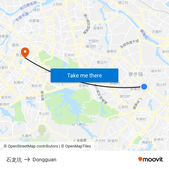 Shilong Pit to Dongguan map