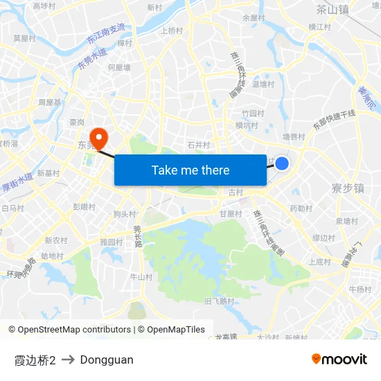 Xiabian Bridge 2 to Dongguan map