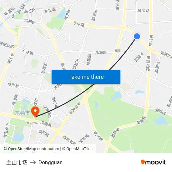Zhushan Market to Dongguan map