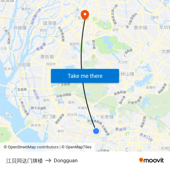 Jiangbei Tongda Gateway to Dongguan map