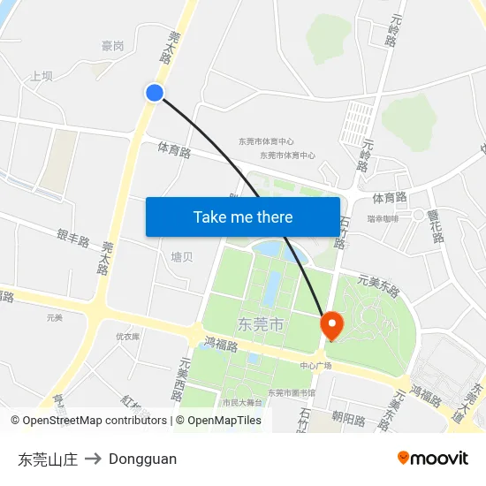Dongguan Mountain Villa to Dongguan map