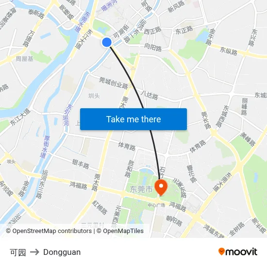 Ke Garden to Dongguan map