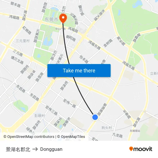 Linghu Mingjun North to Dongguan map