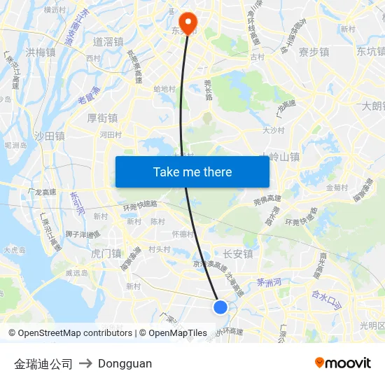 Jinruidi Company to Dongguan map