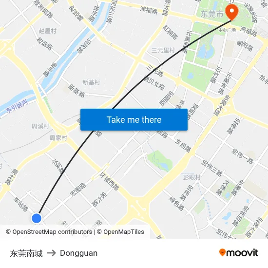 Dongguan Nancheng to Dongguan map