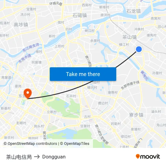 Chashan Telecom Bureau to Dongguan map