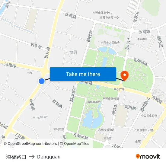 Hongfu Intersection to Dongguan map