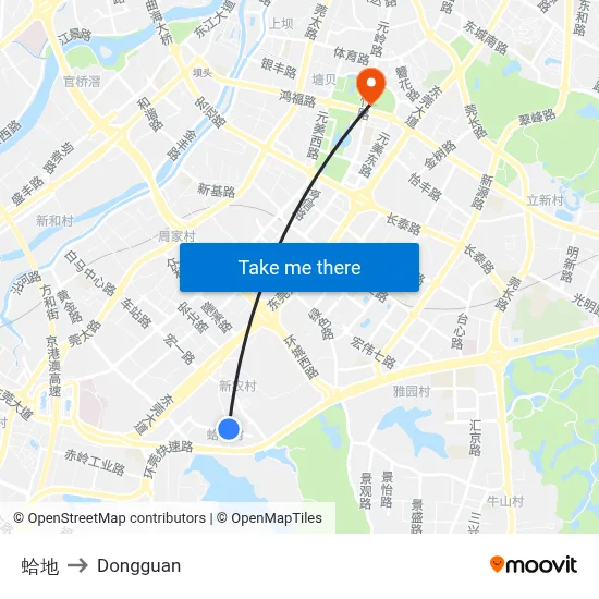 Hadi to Dongguan map