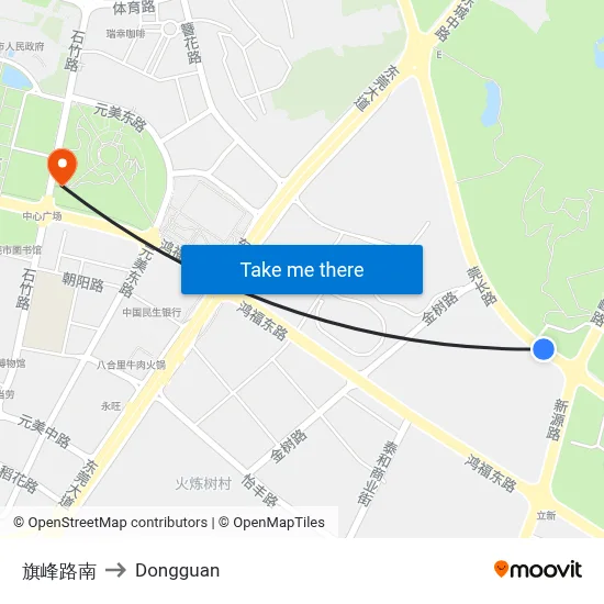 Qifeng Road South to Dongguan map