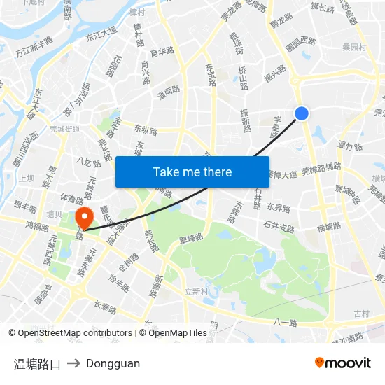 Wentang Intersection to Dongguan map