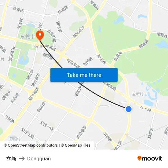 Lixin to Dongguan map