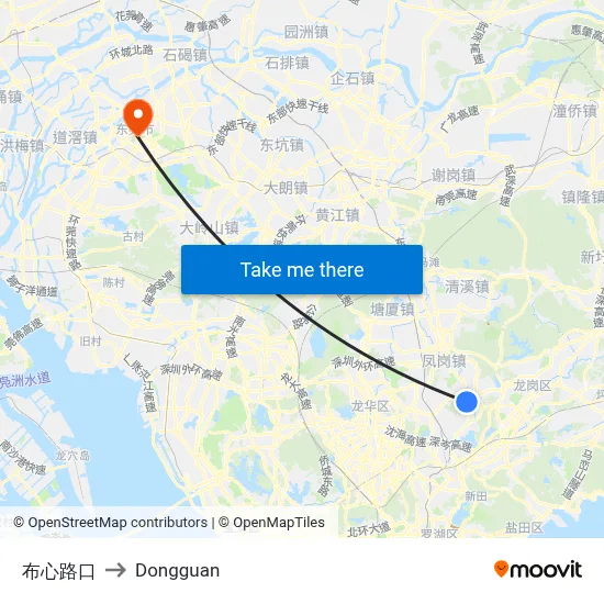 Buxin Intersection to Dongguan map