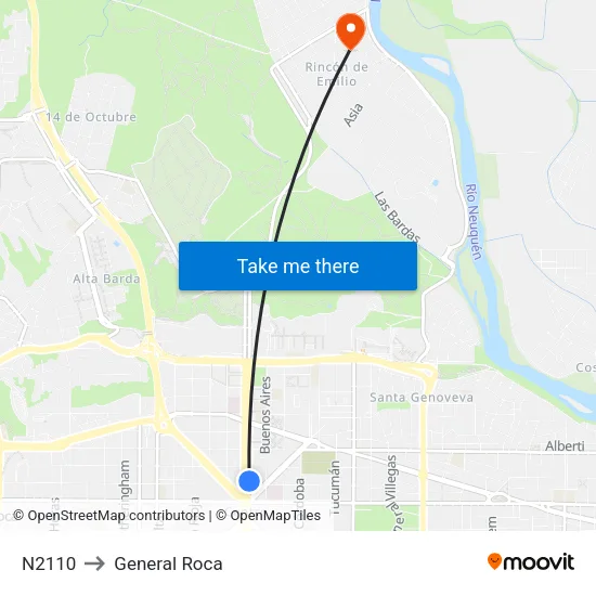 N2110 to General Roca map