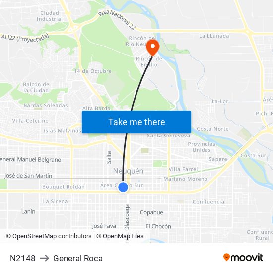 N2148 to General Roca map