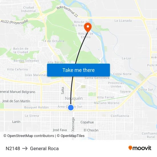 N2148 to General Roca map