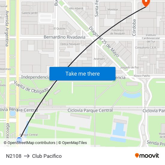 N2108 to Club Pacífico map