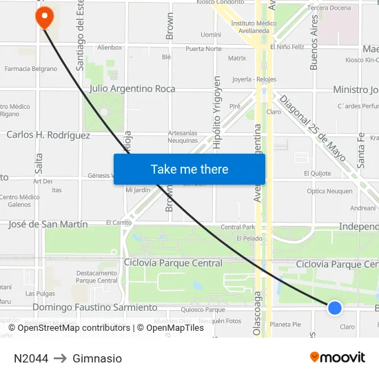 N2044 to Gimnasio map