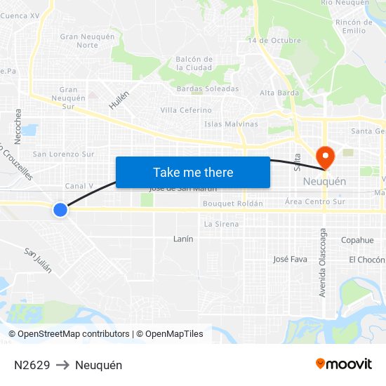 N2629 to Neuquén map