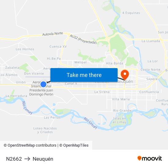 N2662 to Neuquén map