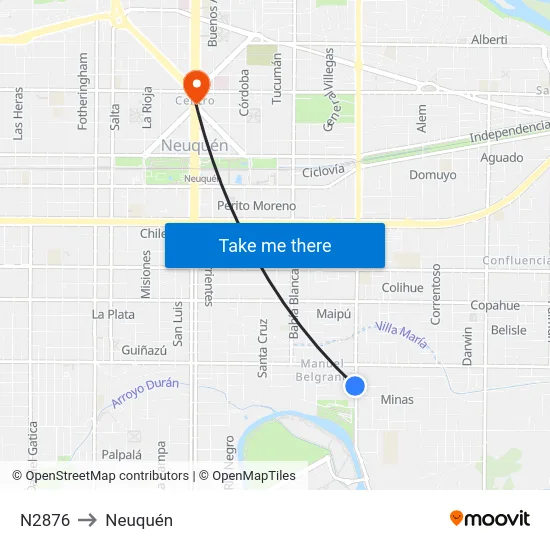 N2876 to Neuquén map