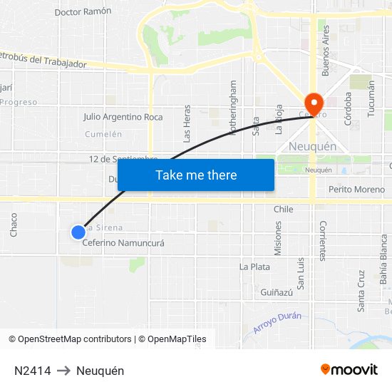 N2414 to Neuquén map