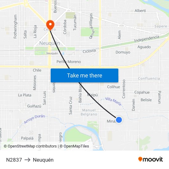 N2837 to Neuquén map