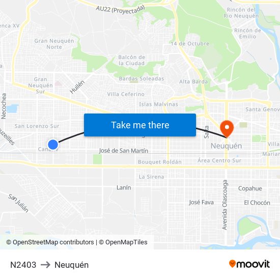 N2403 to Neuquén map