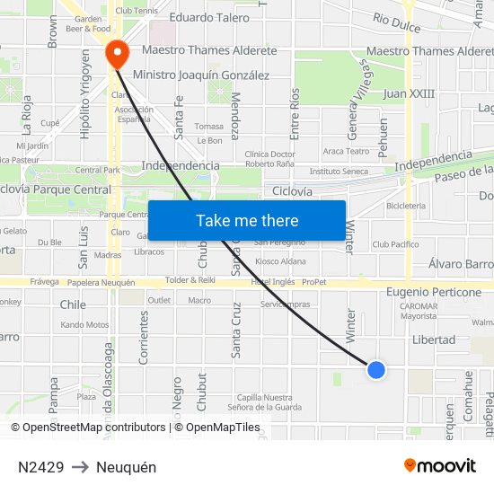 N2429 to Neuquén map