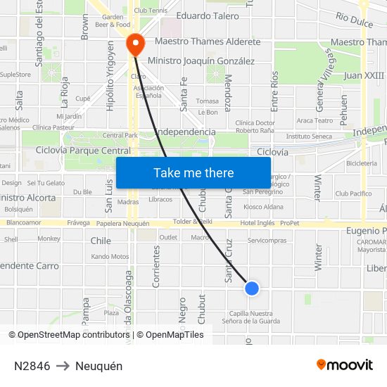 N2846 to Neuquén map