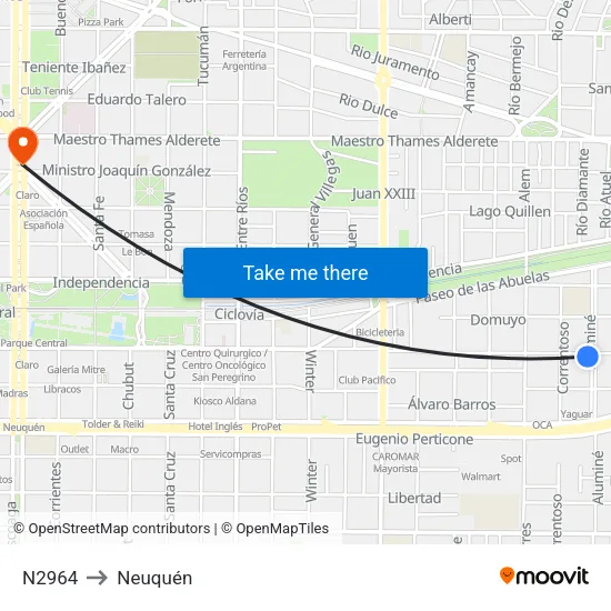 N2964 to Neuquén map