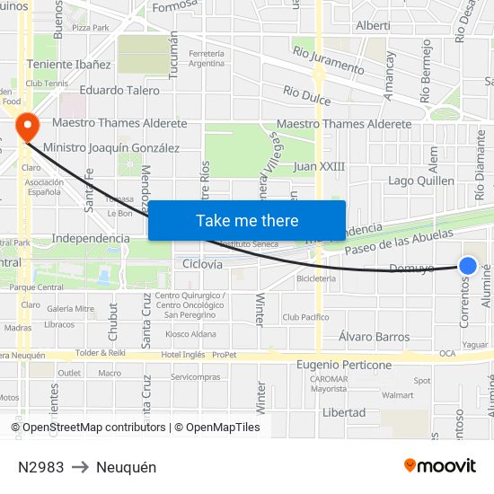 N2983 to Neuquén map