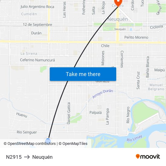 N2915 to Neuquén map