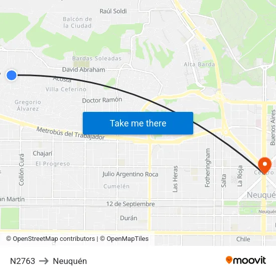 N2763 to Neuquén map