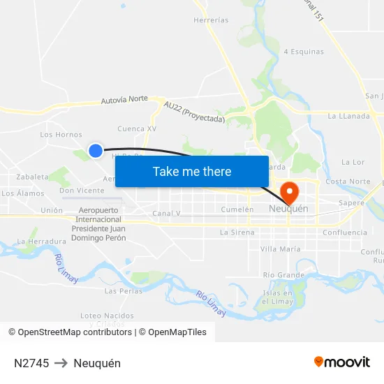 N2745 to Neuquén map
