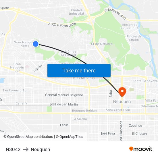 N3042 to Neuquén map