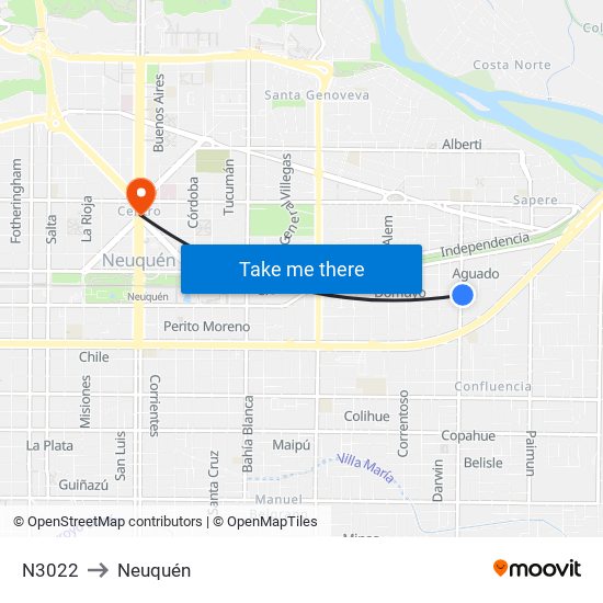 N3022 to Neuquén map