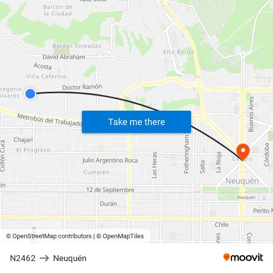 N2462 to Neuquén map