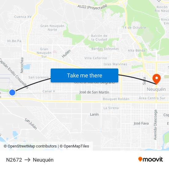 N2672 to Neuquén map