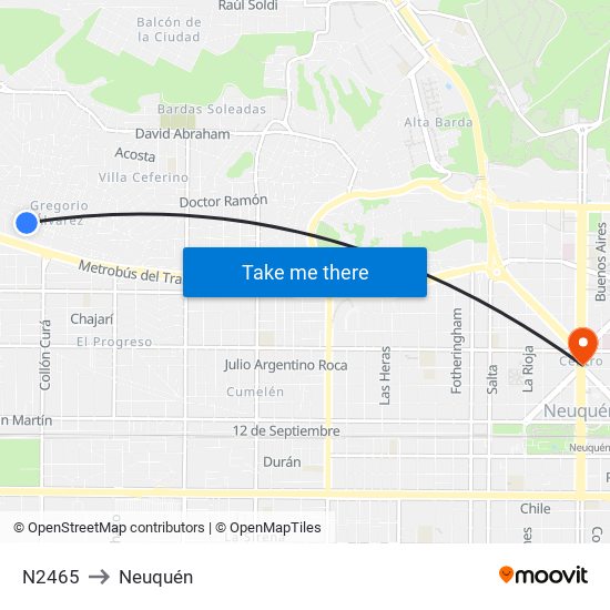 N2465 to Neuquén map
