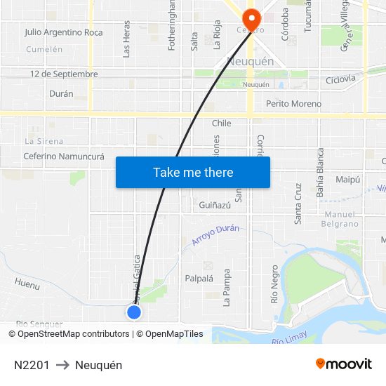 N2201 to Neuquén map