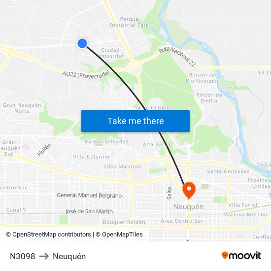 N3098 to Neuquén map