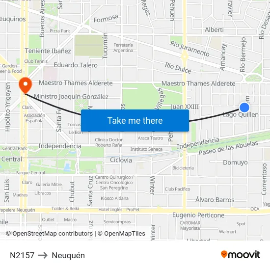 N2157 to Neuquén map