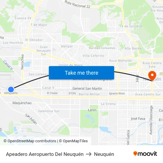 Apeadero Aeropuerto Del Neuquén to Neuquén map