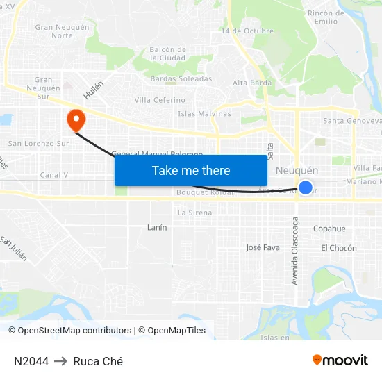 N2044 to Ruca Ché map