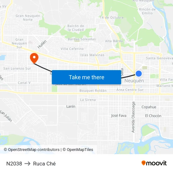 N2038 to Ruca Ché map