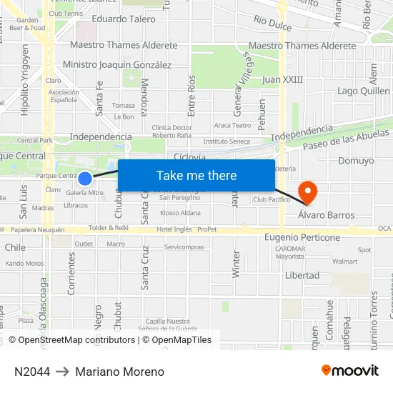 N2044 to Mariano Moreno map